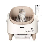 Cat litter box with a cat inside on a white background